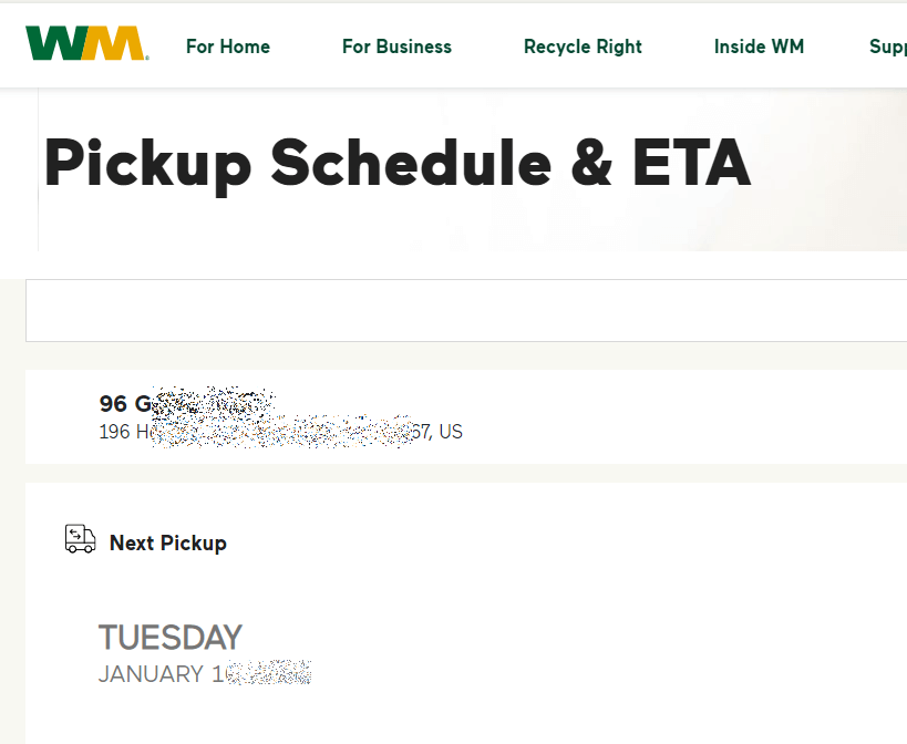 Find WM Trash Pickup Schedule